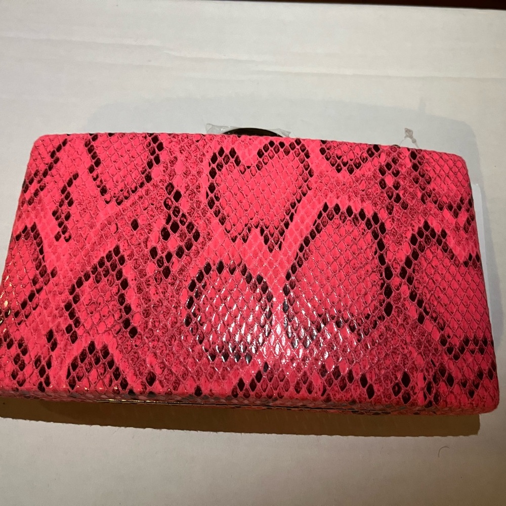 NWT Pink Snakeskin Clutch